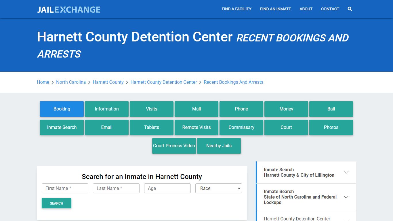 Harnett County Detention Center Inmate Incarcerations Last 24 Hours